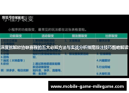 深度拆解欧协联赛程的五大必知方法与实战分析指南投注技巧前瞻解读