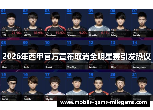 2026年西甲官方宣布取消全明星赛引发热议
